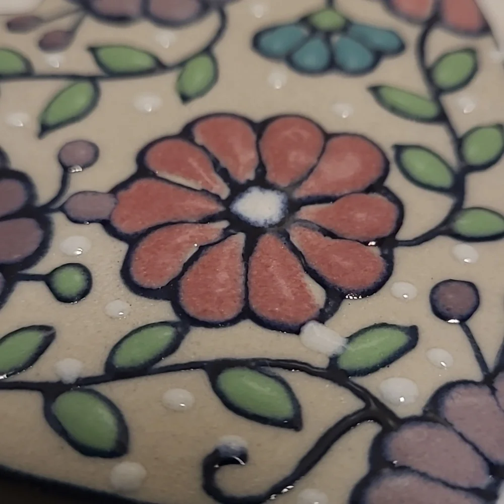 Handmade Mexican Floral Heart Shaped Trinket Box /Stash Box